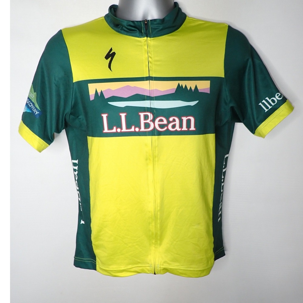 Specialized L.L. Bean Women Cycling Jersey Full Zip Short Sleeve Yellow Green XL
